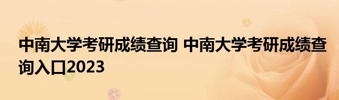 中南大学考研成绩查询 中南大学考研成绩查询入口2023