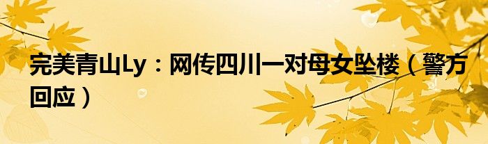 完美青山Ly：网传四川一对母女坠楼（警方回应）