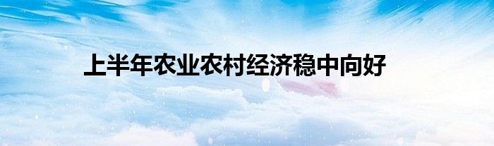 上半年农业农村经济稳中向好