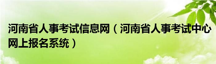 河南省人事考试信息网（河南省人事考试中心网上报名系统）