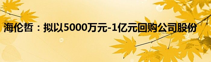 海伦哲：拟以5000万元-1亿元回购公司股份