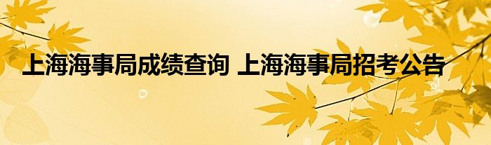 上海海事局成绩查询 上海海事局招考公告