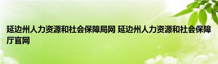 延边州人力资源和社会保障局网 延边州人力资源和社会保障厅官网