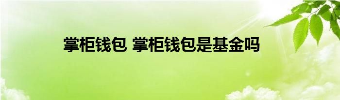 掌柜钱包 掌柜钱包是基金吗