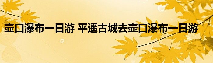 壶口瀑布一日游 平遥古城去壶口瀑布一日游