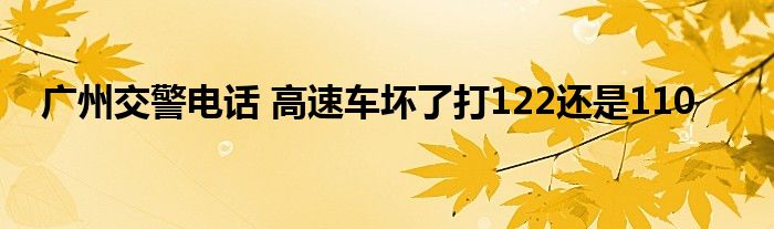 广州交警电话 高速车坏了打122还是110