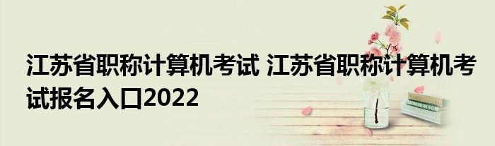 江苏省职称计算机考试 江苏省职称计算机考试报名入口2022