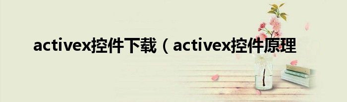 activex控件下载（activex控件原理