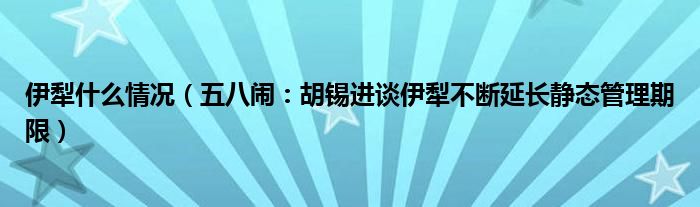 伊犁什么情况（五八闹：胡锡进谈伊犁不断延长静态管理期限）