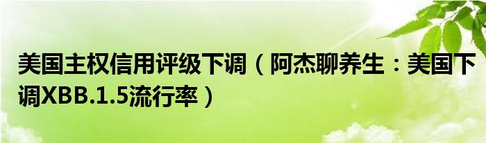 美国主权信用评级下调（阿杰聊养生：美国下调XBB.1.5流行率）