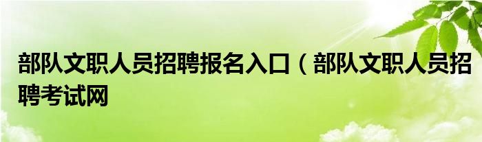 部队文职人员招聘报名入口（部队文职人员招聘考试网