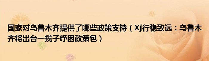 国家对乌鲁木齐提供了哪些政策支持（Xj行稳致远：乌鲁木齐将出台一揽子纾困政策包）