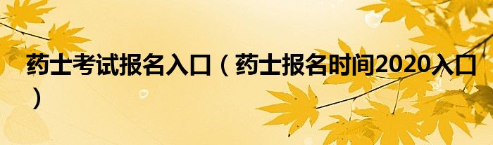 药士考试报名入口（药士报名时间2020入口）