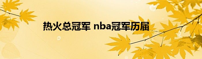 热火总冠军 nba冠军历届