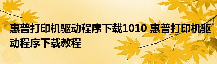 惠普打印机驱动程序下载1010 惠普打印机驱动程序下载教程