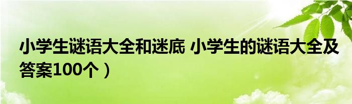 小学生谜语大全和迷底 小学生的谜语大全及答案100个）