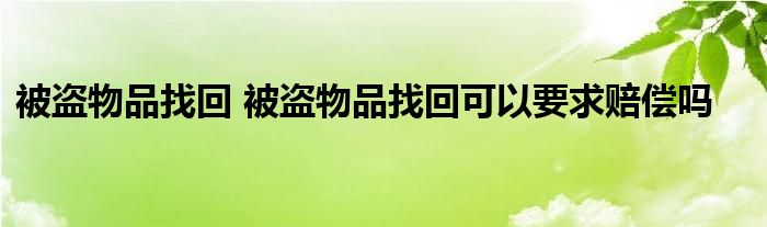 被盗物品找回 被盗物品找回可以要求赔偿吗