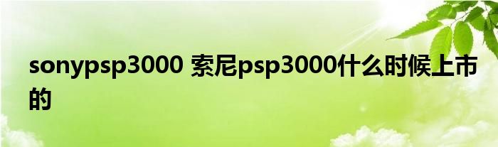 sonypsp3000 索尼psp3000什么时候上市的