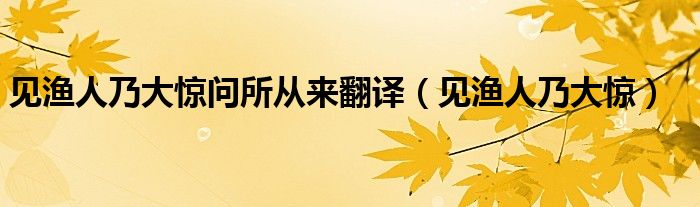 见渔人乃大惊问所从来翻译（见渔人乃大惊）