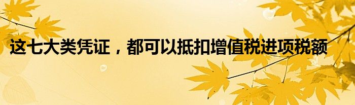 这七大类凭证，都可以抵扣增值税进项税额