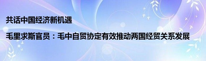 共话中国经济新机遇|毛里求斯官员：毛中自贸协定有效推动两国经贸关系发展