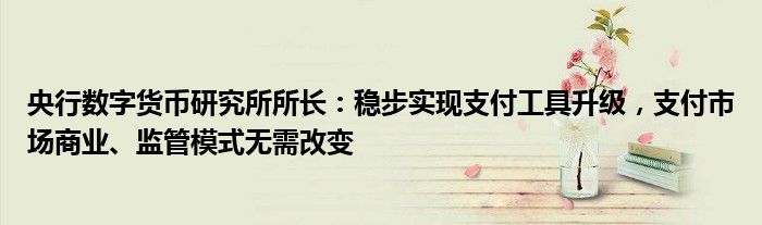 央行数字货币研究所所长：稳步实现支付工具升级，支付市场商业、监管模式无需改变