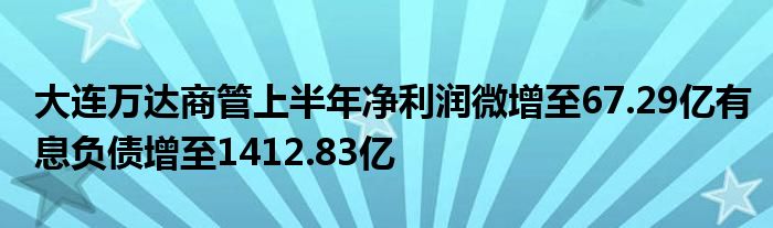 大连万达商管上半年净利润微增至67.29亿有息负债增至1412.83亿