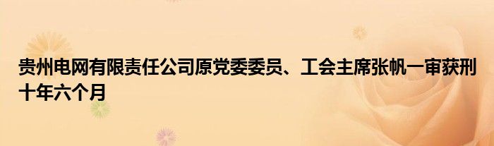 贵州电网有限责任公司原党委委员、工会主席张帆一审获刑十年六个月