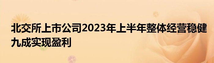 北交所上市公司2023年上半年整体经营稳健九成实现盈利