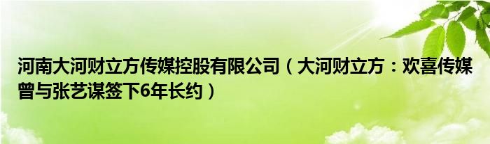 河南大河财立方传媒控股有限公司（大河财立方：欢喜传媒曾与张艺谋签下6年长约）