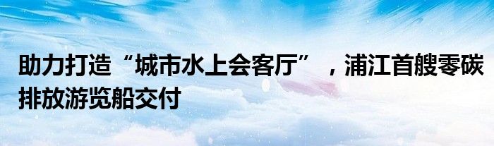 助力打造“城市水上会客厅”，浦江首艘零碳排放游览船交付