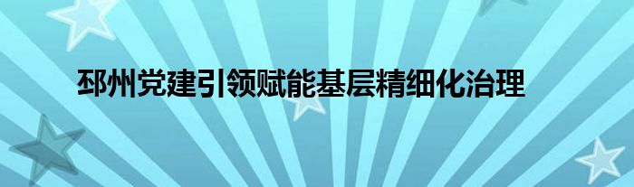 邳州党建引领赋能基层精细化治理