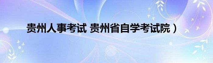 贵州人事考试 贵州省自学考试院）