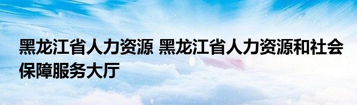 黑龙江省人力资源 黑龙江省人力资源和社会保障服务大厅