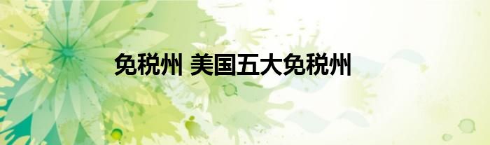 免税州 美国五大免税州