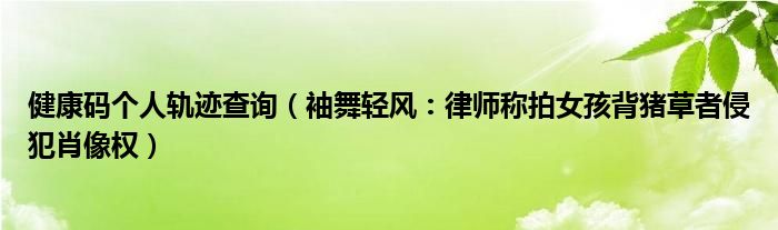 健康码个人轨迹查询（袖舞轻风：律师称拍女孩背猪草者侵犯肖像权）