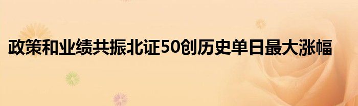 政策和业绩共振北证50创历史单日最大涨幅