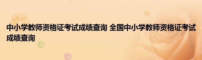 中小学教师资格证考试成绩查询 全国中小学教师资格证考试成绩查询