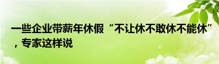 一些企业带薪年休假“不让休不敢休不能休”，专家这样说