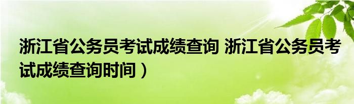 浙江省公务员考试成绩查询 浙江省公务员考试成绩查询时间）