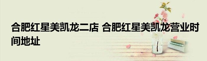 合肥红星美凯龙二店 合肥红星美凯龙营业时间地址