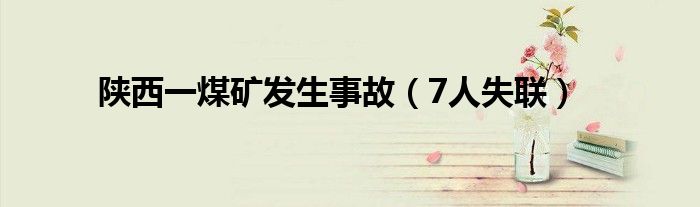 陕西一煤矿发生事故（7人失联）