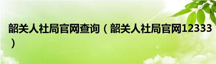 韶关人社局官网查询（韶关人社局官网12333）