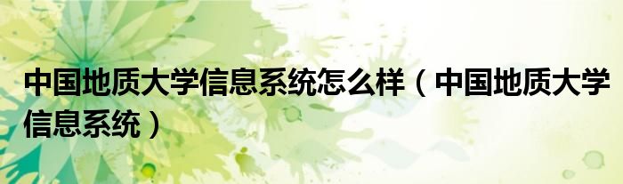 中国地质大学信息系统怎么样（中国地质大学信息系统）