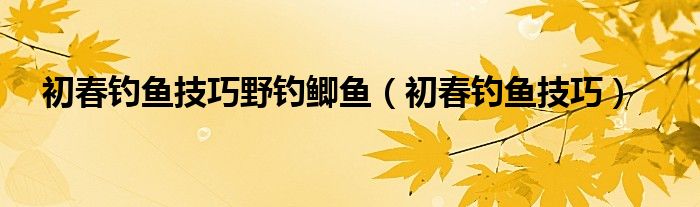 初春钓鱼技巧野钓鲫鱼（初春钓鱼技巧）