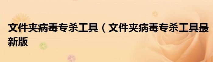 文件夹病毒专杀工具（文件夹病毒专杀工具最新版