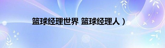 篮球经理世界 篮球经理人）