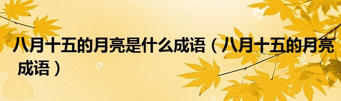 八月十五的月亮是什么成语（八月十五的月亮 成语）
