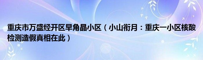 重庆市万盛经开区早角晶小区（小山衔月：重庆一小区核酸检测造假真相在此）