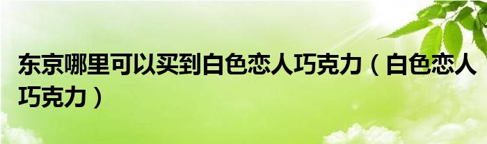 东京哪里可以买到白色恋人巧克力（白色恋人巧克力）